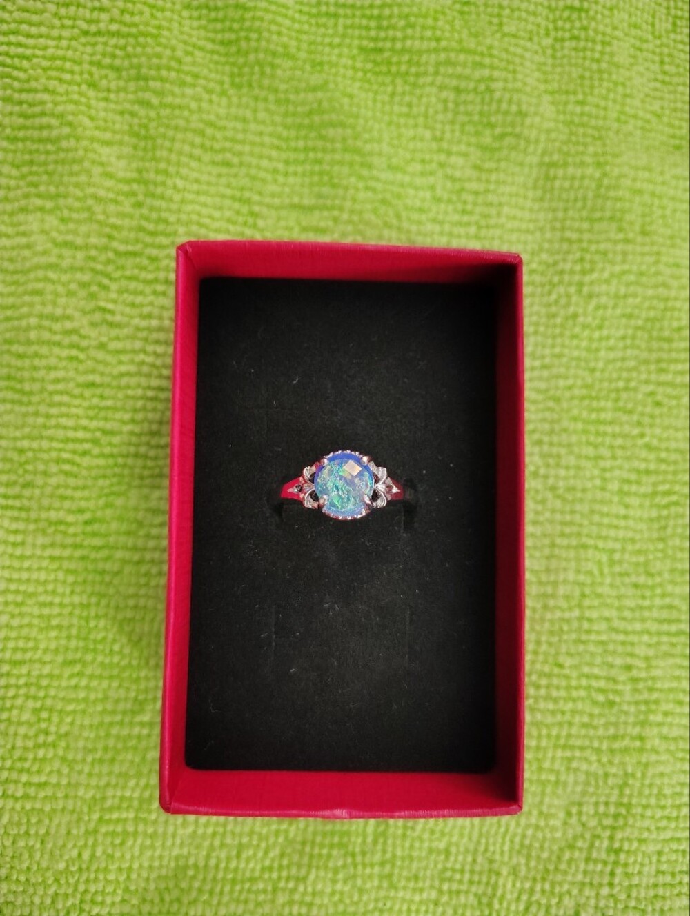 Sterling Silver Blue Opal Ring - Women's Jewelry